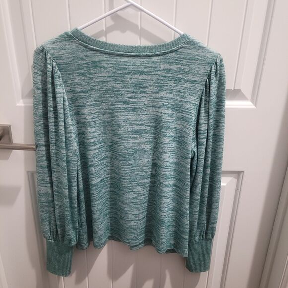a.n.a Womens Petite Sweater PS Heather Green Heather Knit Top Balloon Sleeve - Picture 7 of 11